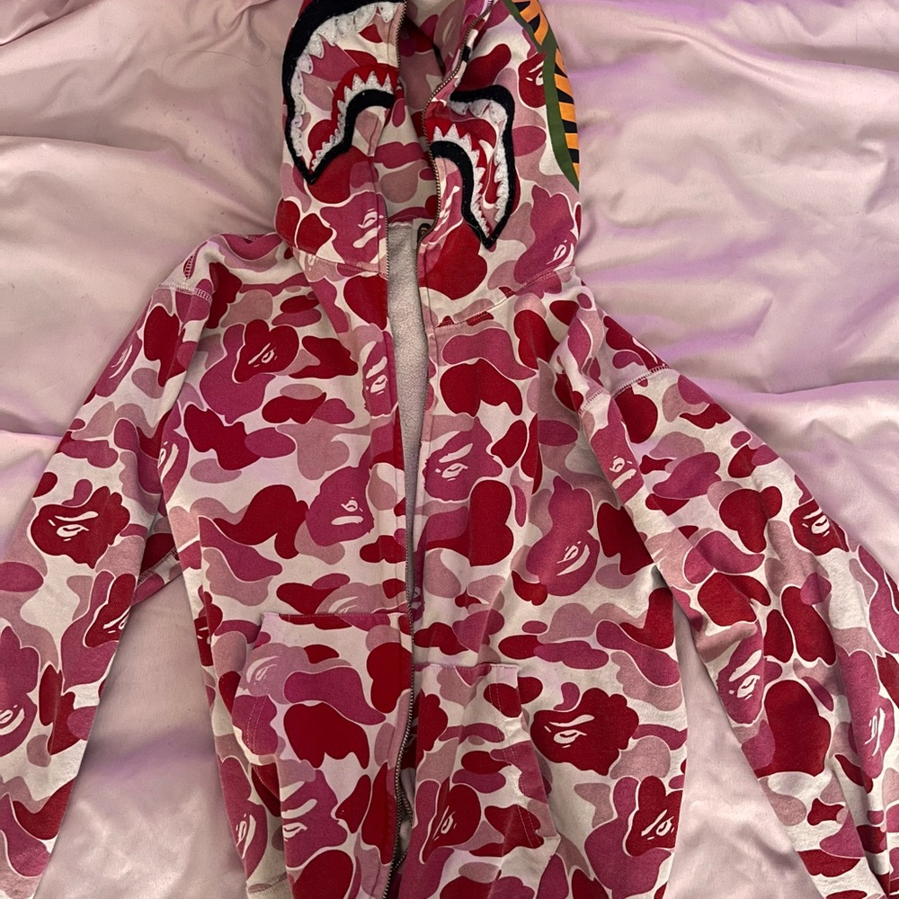AUTHENTIC Bape Red and Pink Camouflage Zip-Up Hoodie !